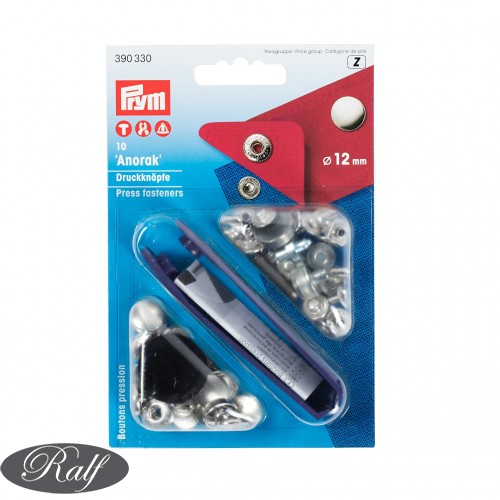 Set capse metalice 'ANORAK' 12 mm finisaj argintiu - Prym 390330